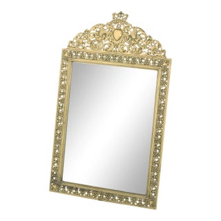Early 20th Century English Gilt Brass Framed Beveled Vanity Mirror For Sale