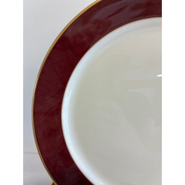 Mid 20th Century Vintage Pickard Fine China Dinner Plates, Set of 8, Burgundy & Gold Band For Sale - Image 5 of 11