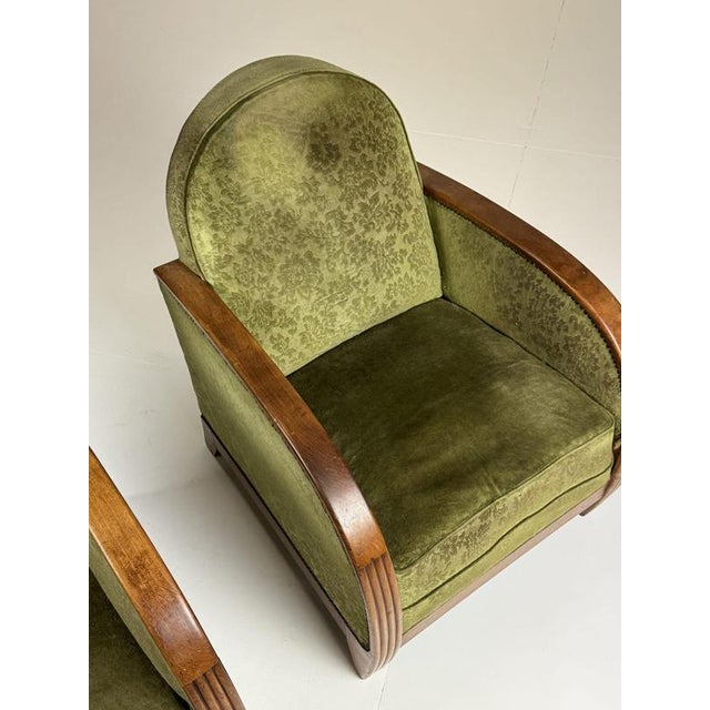 Brown French Art Deco Club Chairs, 1930s, Set of 2 For Sale - Image 8 of 18