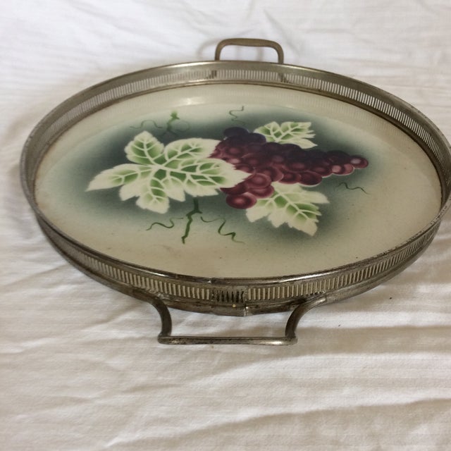 German Porcelain Silver Plated Serving Tray & Coasters Set of 9