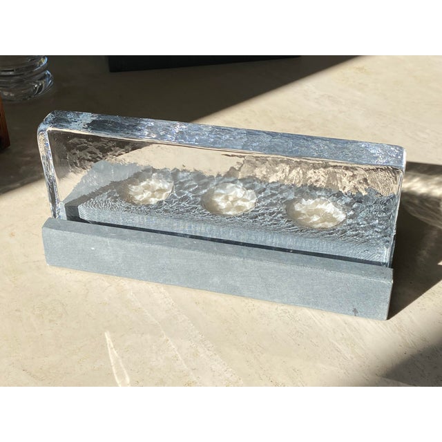 Simon Pearce Soapstone Glass Block Candle Holder Chairish