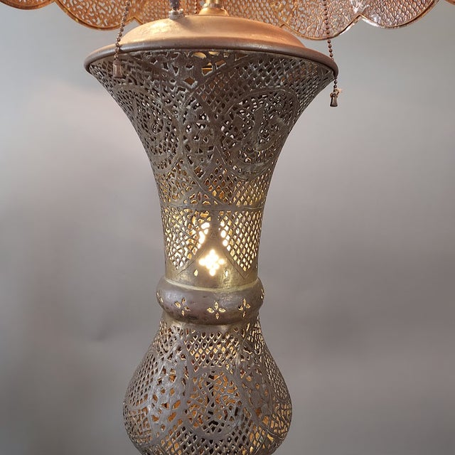 Brass 1950s Syrian Pierced Brass Floor Lamp For Sale - Image 8 of 13