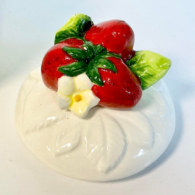 Mid-Century English Boho Chic Hollywood Regency Trompe L’Oeil Strawberry Jam Jar For Sale - Image 9 of 15