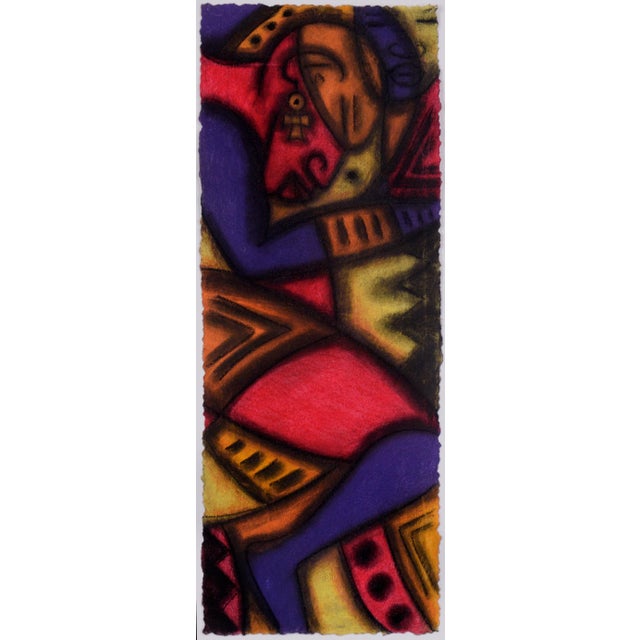 Abstracted Sleeping Female Figurative in Pastel on Paper Vivid abstracted sleeping female figurative by Black Arts Bay...