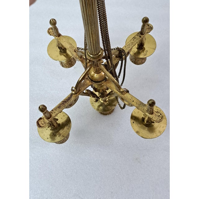 Antique French 5 Light Candelabra Dragon Feet Draped Chains Neoclassical For Sale - Image 14 of 15