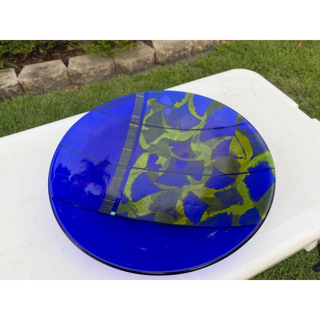 Signed Richard Ritter 14” Studio Art Glass Charger Plate, 2005 For Sale - Image 11 of 13