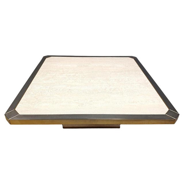 Vintage 23kt Gold and Travertine Coffee Table from Belgochrom, 1970s For Sale - Image 12 of 12