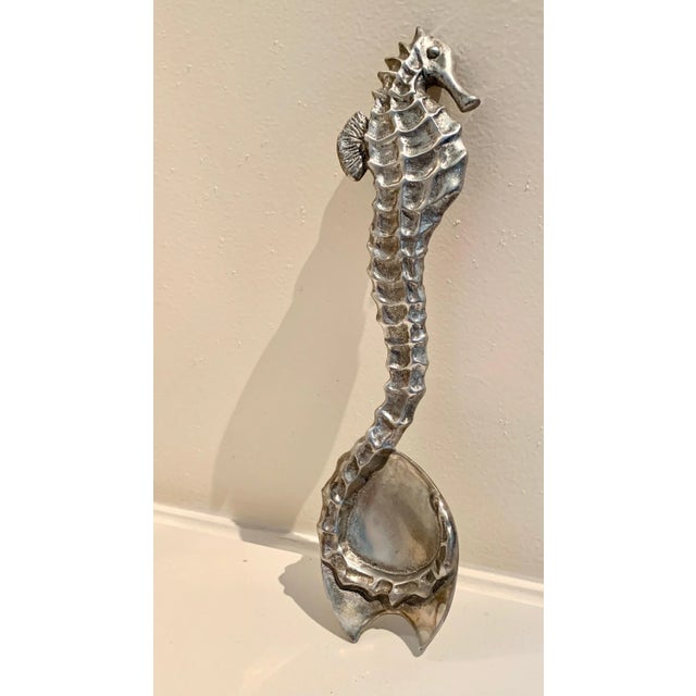Metal Mid-Century Modern Seahorse Shaped Tasting or Salad Spoon Utensil For Sale - Image 7 of 8