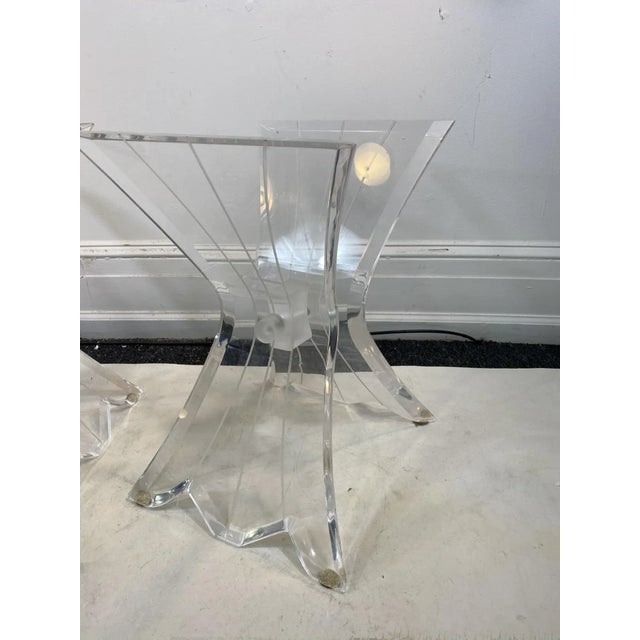 Transparent 1970s Lion in Frost Lucite Side Tables - A Pair For Sale - Image 8 of 10