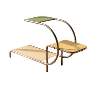 Mid-Century Bauhaus Plant Stand in Chrome-Plated Steel and Glass by Emile Guyot, Former Czechoslovakia, 1950s For Sale