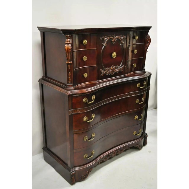 Antique Mahogany Chinese Chippendale Hollywood Regency Highboy Chest Dresser For Sale - Image 11 of 11
