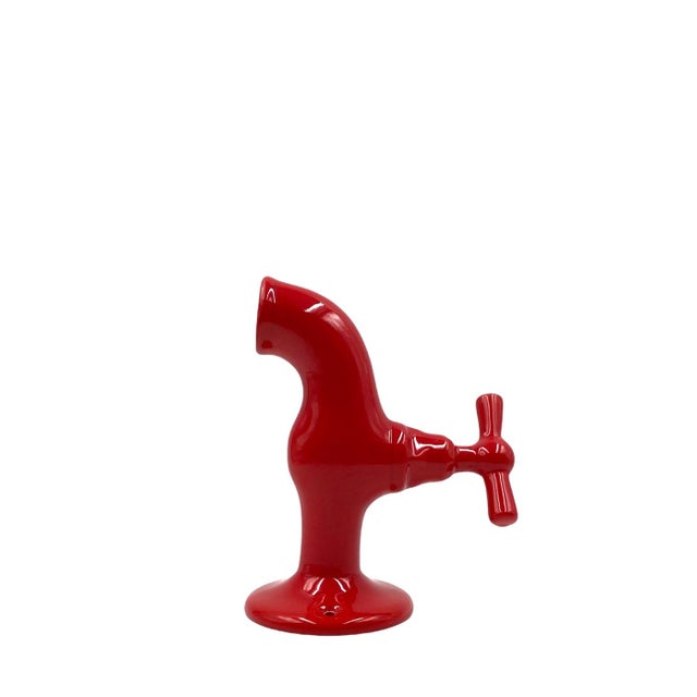 Ceramic Red Tap Shaped Ceramic Sculpture by JC Peiré, France, 1970s For Sale - Image 7 of 18