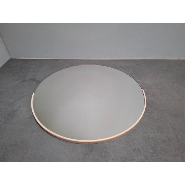 Glass Vintage Czechoslovakian Round Wall Mirror with Beige Frame, 1970s For Sale - Image 7 of 16