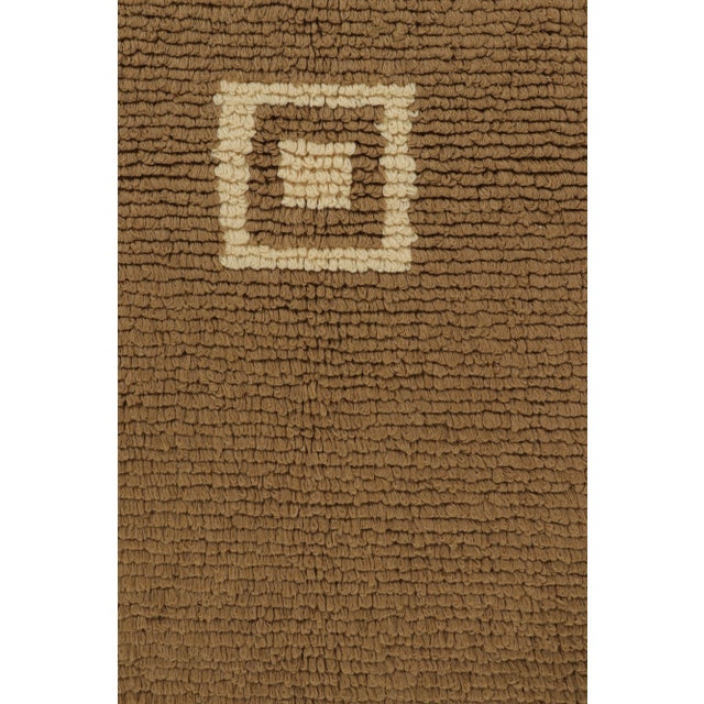 Traditional Vintage Tulu Shag Rug in Warm Brown With Beige Geometric Medallion - Rug & Kilim For Sale - Image 3 of 8