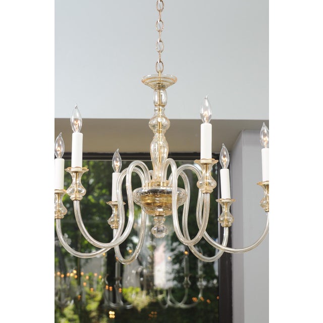 1960s Elegant 6-Light Venetian Glass Chandelier, 1960s Italy For Sale - Image 9 of 16
