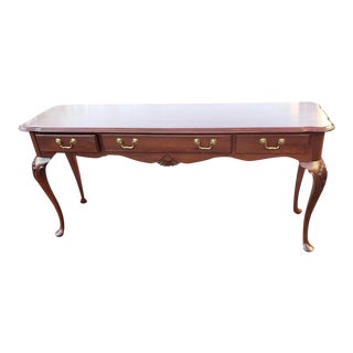 Ethan Allen Georgian Court Solid Cherry Sofa Table With Three Drawers For Sale