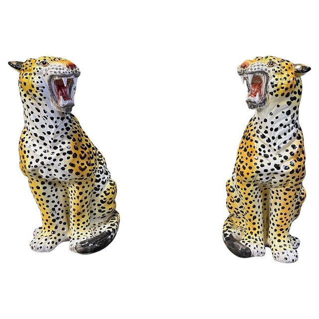 Italian Glazed Terracotta Leopard Figures, 1960s For Sale - Image 14 of 14