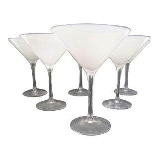 Vintage Orrefors Sweden Milky Crystal Martini Glasses - Set of 6 For Sale