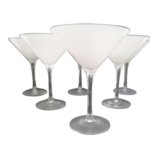 Vintage Orrefors Sweden Milky Crystal Martini Glasses - Set of 6 For Sale