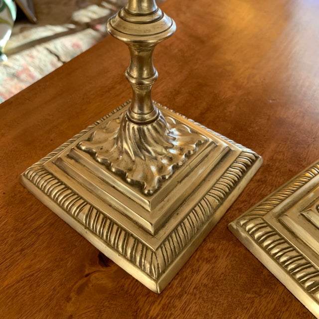 Brass Pair of Antique Georgian Brass Candlesticks For Sale - Image 8 of 10