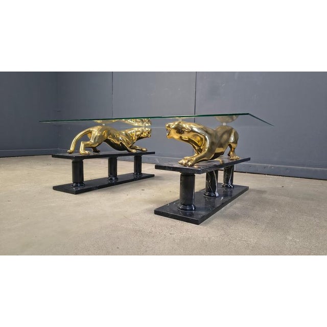 Metal Brass and Marble Jaguar Coffee Table, 1970s For Sale - Image 7 of 12