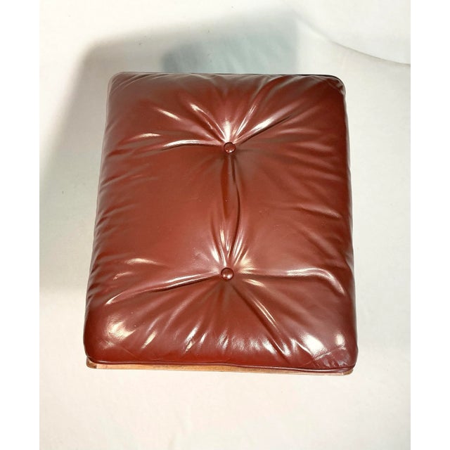 Mid 20th Century Vintage 70s Mid Century Modern Eames Style Ottoman/Footstool Burnt Sienna Tufted Leather For Sale - Image 5 of 12