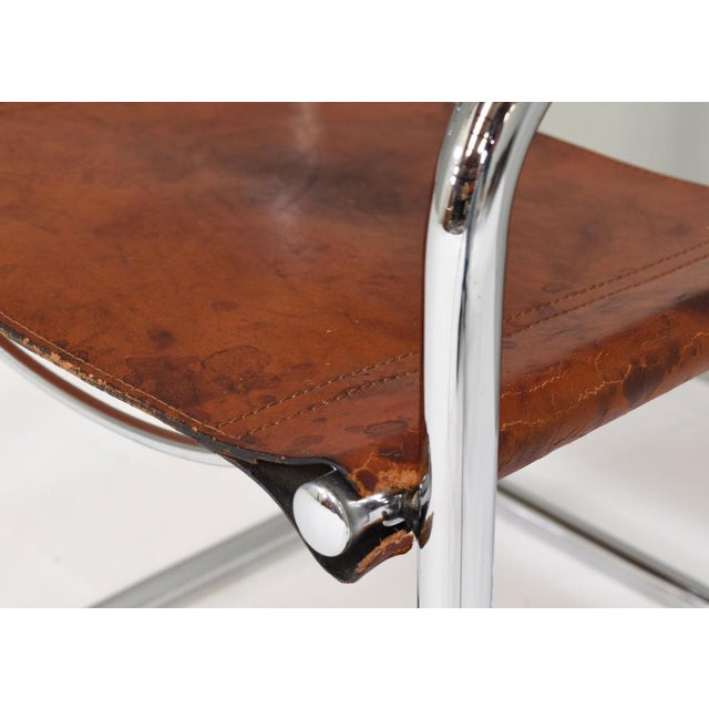 S34 Dining Armchair in Cognac Saddle Leather by Mart Stam for Fasem, 1970s For Sale - Image 11 of 18