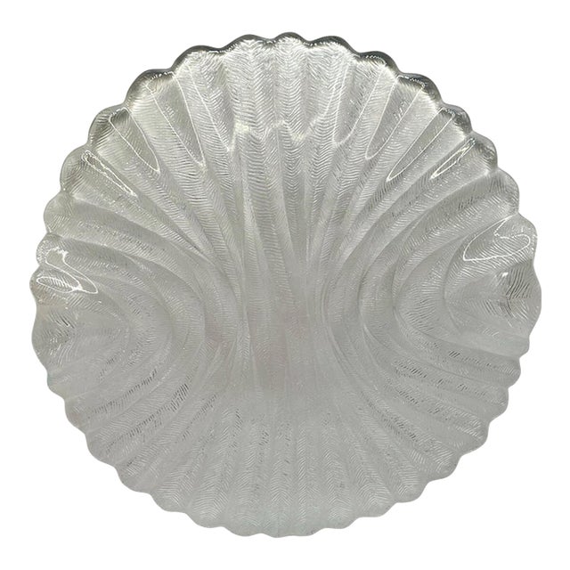 Vintage 1970s Arcoroc France "Seabreeze" Clear Glass Platter For Sale