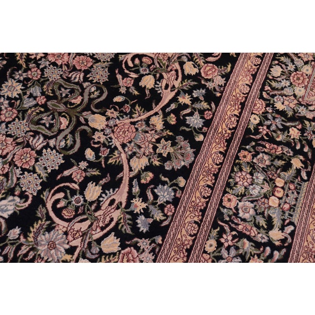 Shabby Chic Shabby Chic Art Nouveau 1990's Pak-Persian Black/Black Wool Rug - 9'0'' X 12'3'' For Sale - Image 3 of 9