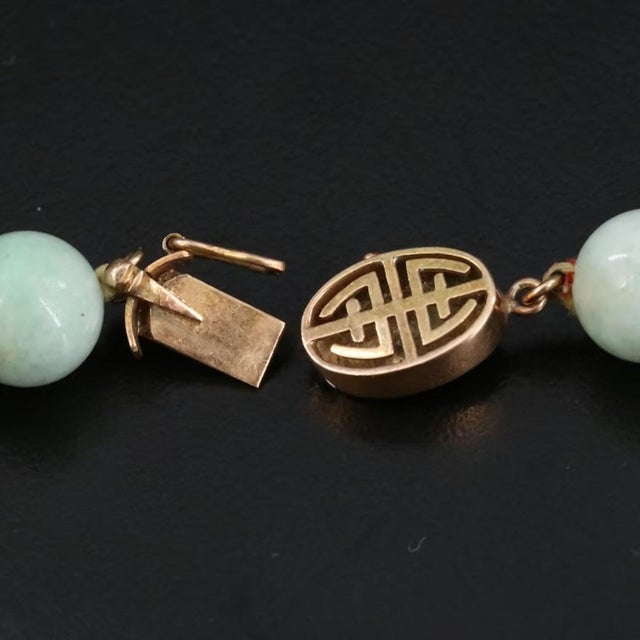 Gumps 14k Gold Clasp Jadeite Nephrite Jade Beads Necklace Multicolor Estate Vintage For Sale In Los Angeles - Image 6 of 13