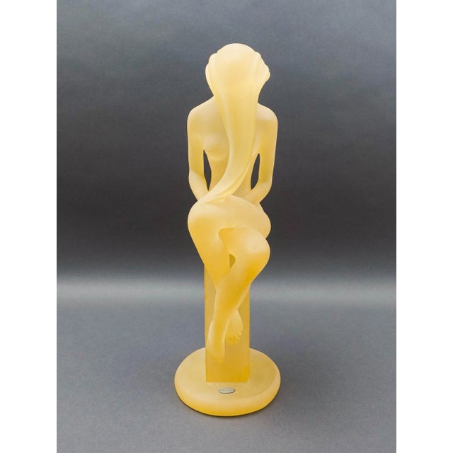 Vintage Monique Frosted Lucite Female Woman on Pedestal Sculpture For Sale - Image 4 of 10