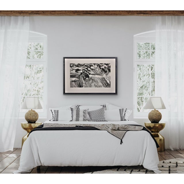 Susan Pomery Wilks, Flock of Sheep, Wales, Large Pastel & Charcoal Artwork, 1990s, Framed For Sale - Image 17 of 18