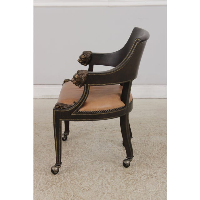 1990s Set of 6 Maitland Smith Leather Lionhead Armchairs For Sale - Image 5 of 18