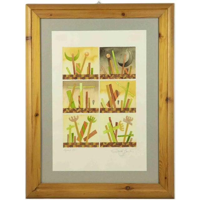 Modern Leo Guida, Signal 30, Watercolor, 1970s For Sale - Image 3 of 4