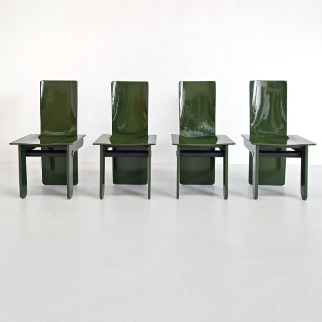 Vintage English Green Lacquered Chairs by Carlo Scarpa for Gavina, 1970s, Set of 4 For Sale - Image 10 of 18