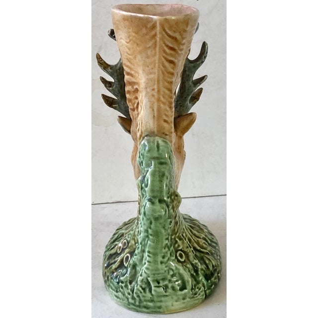 1950s Majolica Stag Vessel Vase For Sale - Image 5 of 7