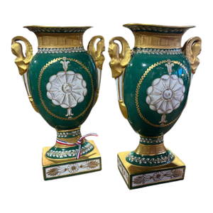 Late 19th Century Pair of Parcel Gilt Paris Porcelain Urns