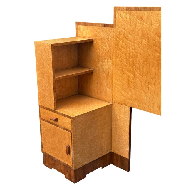 Art Deco Geometric Headboard with Bedside Cabinets in Birds Eye Maple, 1930s For Sale - Image 10 of 13