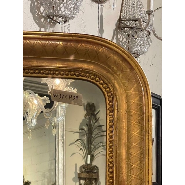 Gold French Louis Phillipe Mirror With X Pattern Frame For Sale - Image 8 of 9