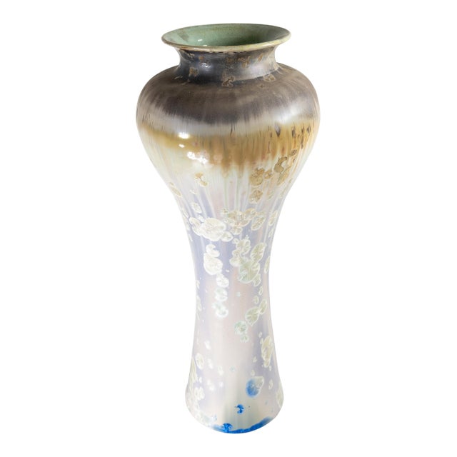 Contemporary Studio Pottery Crystalline Glazed Vase by Paul Linden For Sale