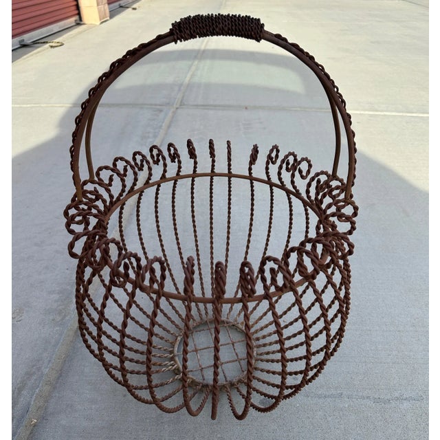 Vintage Iron Gathering Basket For Sale In Palm Springs - Image 6 of 6