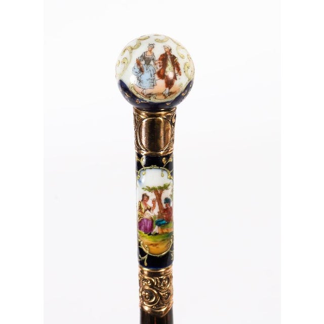Antique French Gold Plate and Porcelain Walking Sword Stick, 1800s For Sale - Image 17 of 18