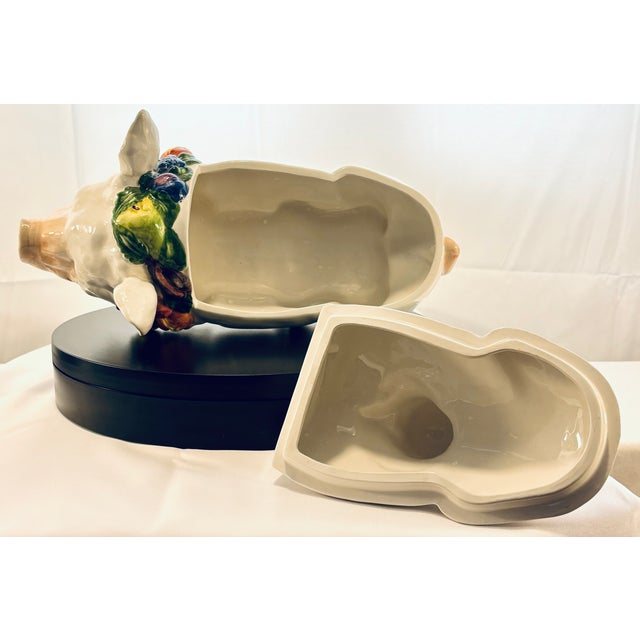 Late 20th Century Vietri Italian Ceramic Pig Tureen With Fruit Finial Lid For Sale - Image 13 of 18