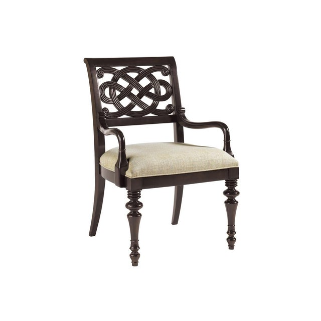 Pair of Unused Tommy Bahama Royal Kahala Molokai Arm Chairs by Lexington Furniture Elevate your dining space with this...