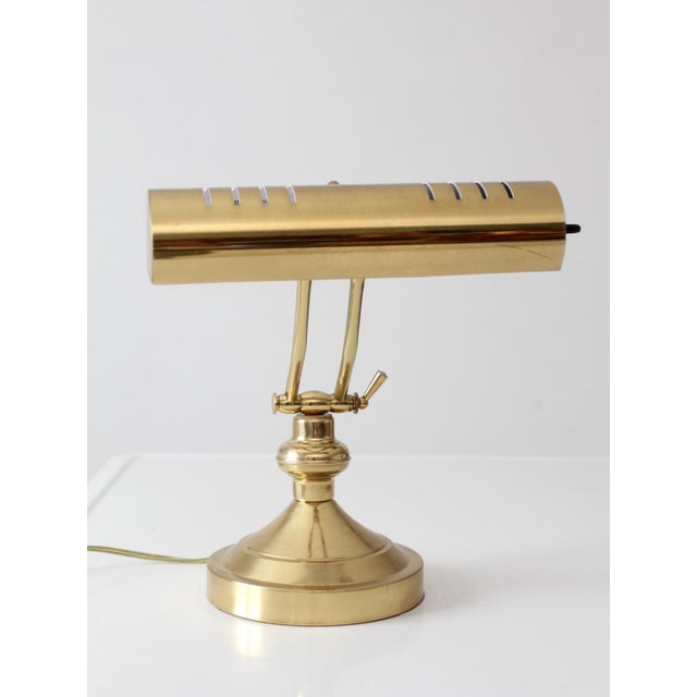 1970s Vintage 1970s Brass Adjustable Banker’s Desk Lamp For Sale - Image 5 of 14