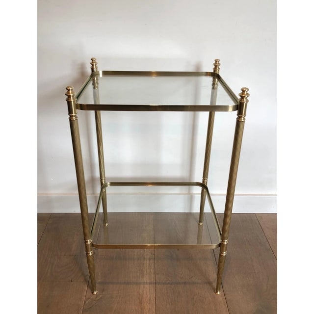 Transparent Neoclassical Style Brass Side Tables in the Style of Maison Jansen - A Pair For Sale - Image 8 of 13