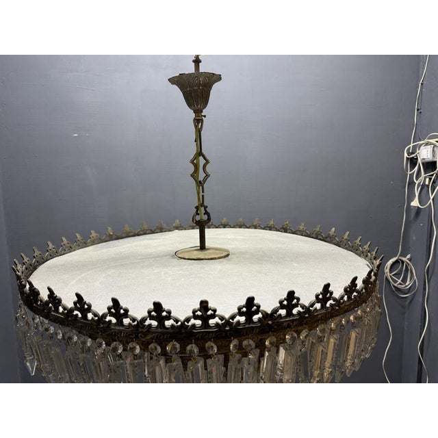 Bronze and Crystal Chandelier, Italy, 1950s For Sale - Image 10 of 11