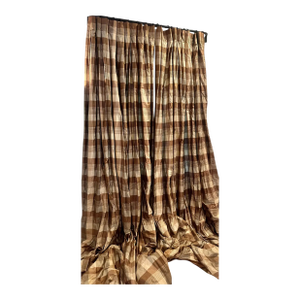 Pair of Silk Trading Company Burberry Plaid Curtains Drapes - 136”