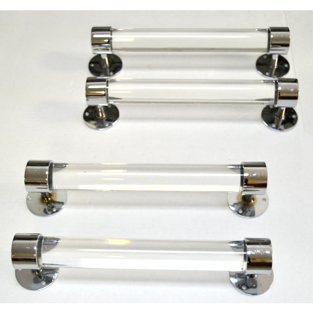 1970s 1970s Lucite and Chrome Bar Pulls - Set of 4 For Sale - Image 5 of 12