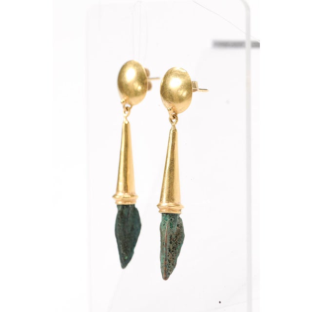 Ancient Roman Arrowhead Earrings W/ 21k For Sale In Atlanta - Image 6 of 11